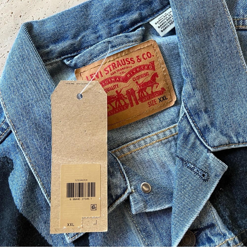 NWT LEVI'S Denim Trucker Jacket Vintage Fit VOTE Sz XXL - Picture 4 of 6